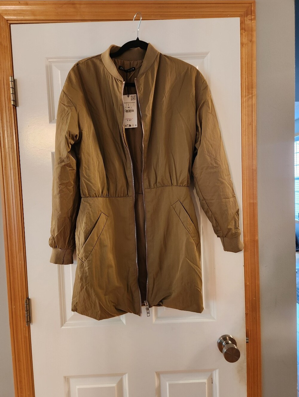 Zara Olive Green Long Puffer Coat